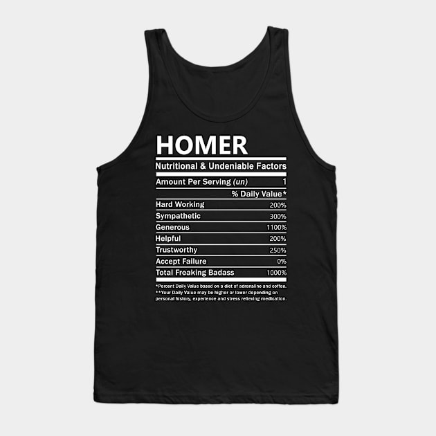 Homer Name T Shirt - Homer Nutritional and Undeniable Name Factors Gift Item Tee Tank Top by nikitak4um